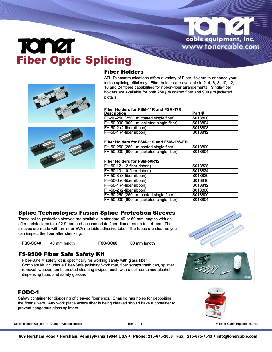 FH-50 Series Fiber Holders for Fusion Splicing