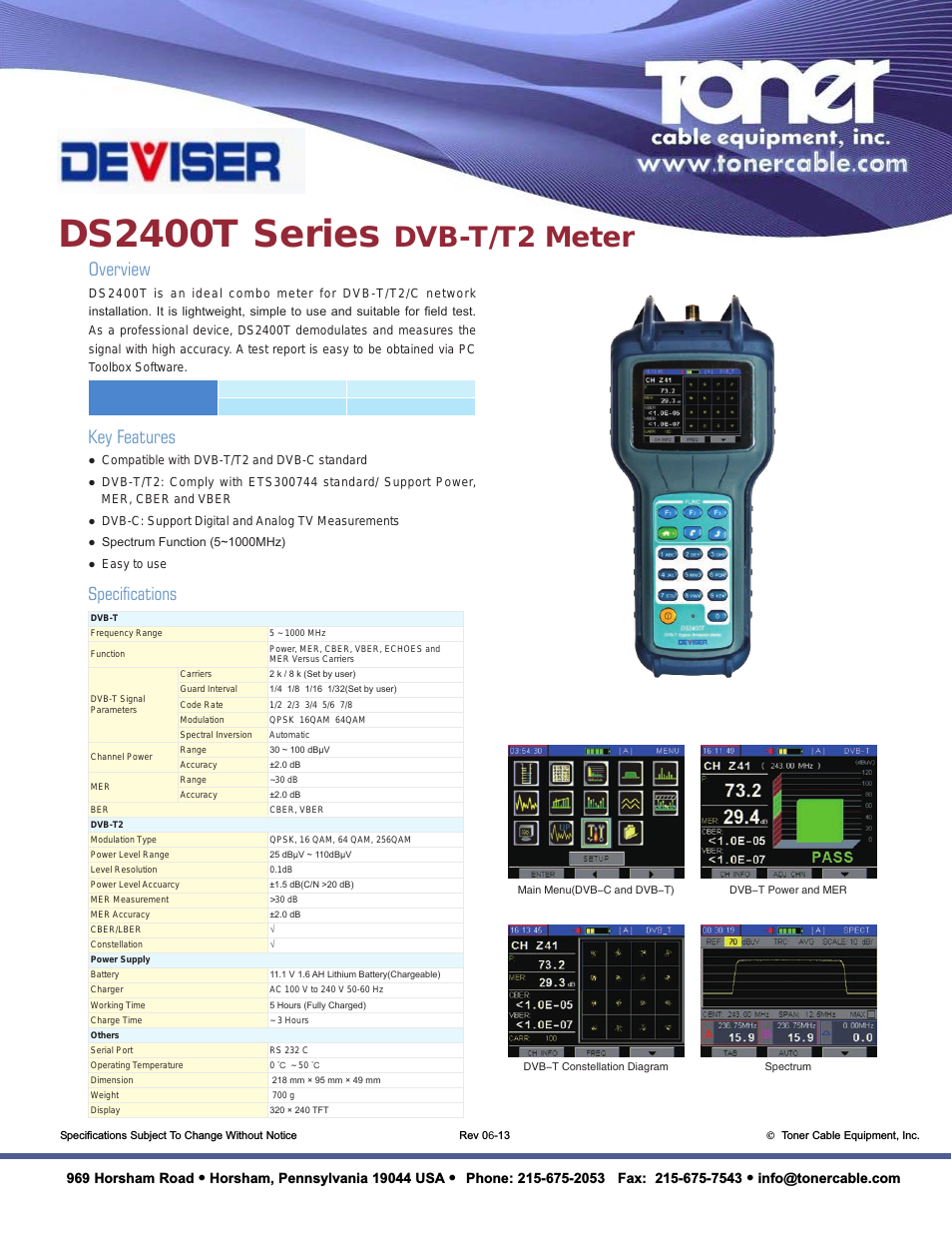 DS2400T Series DVB-T-T Meter