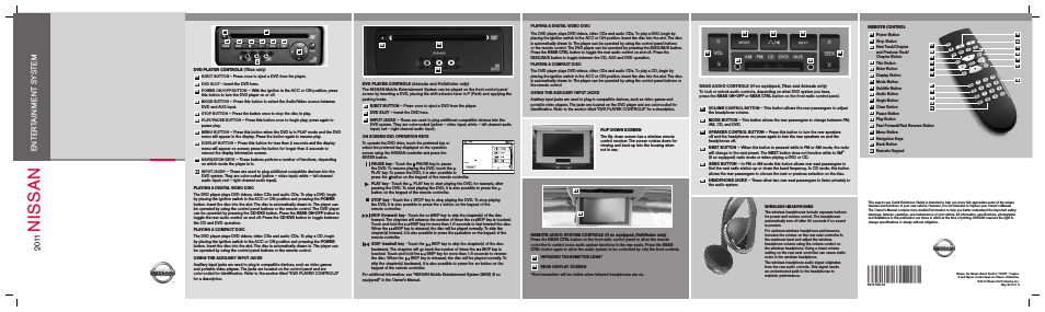 2011 Pathfinder - Entertainment System Quick Reference Guide