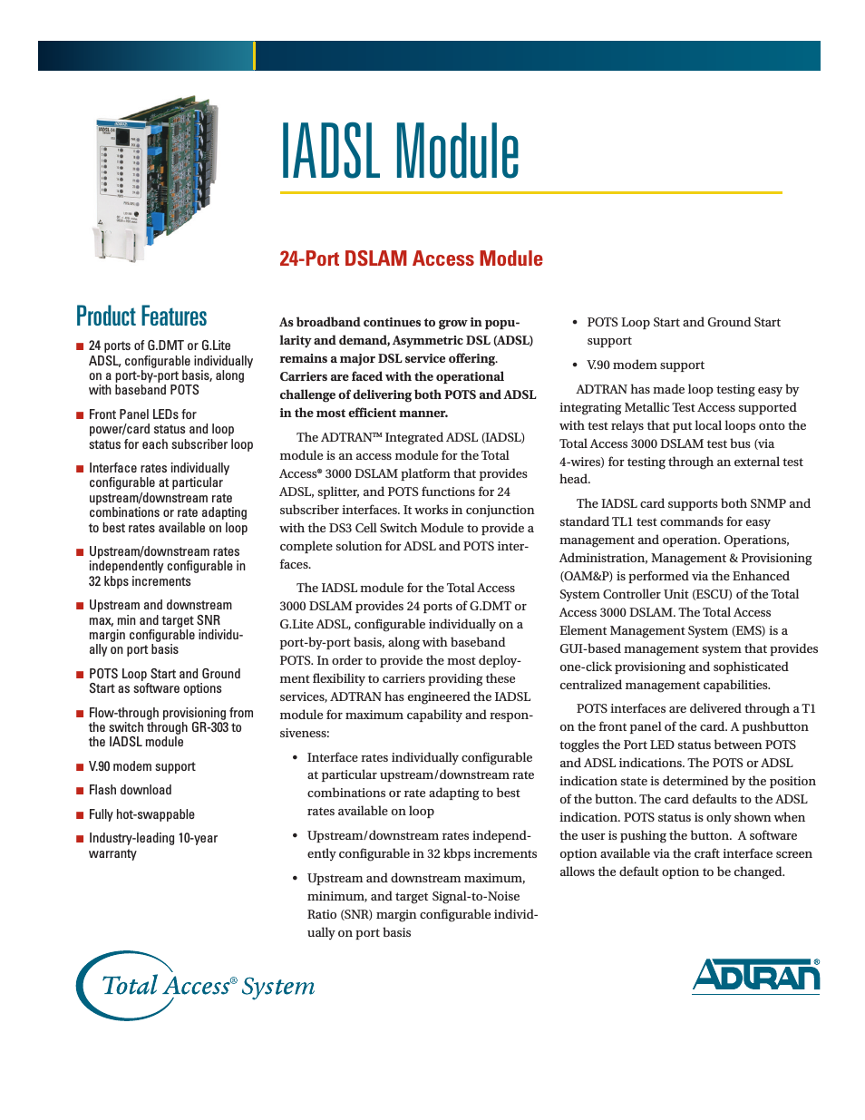 24-Port DSLAM Access Module IADSL Module
