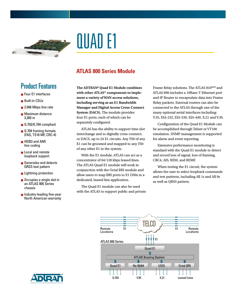 ATLAS 800 Series Module QUAD E1
