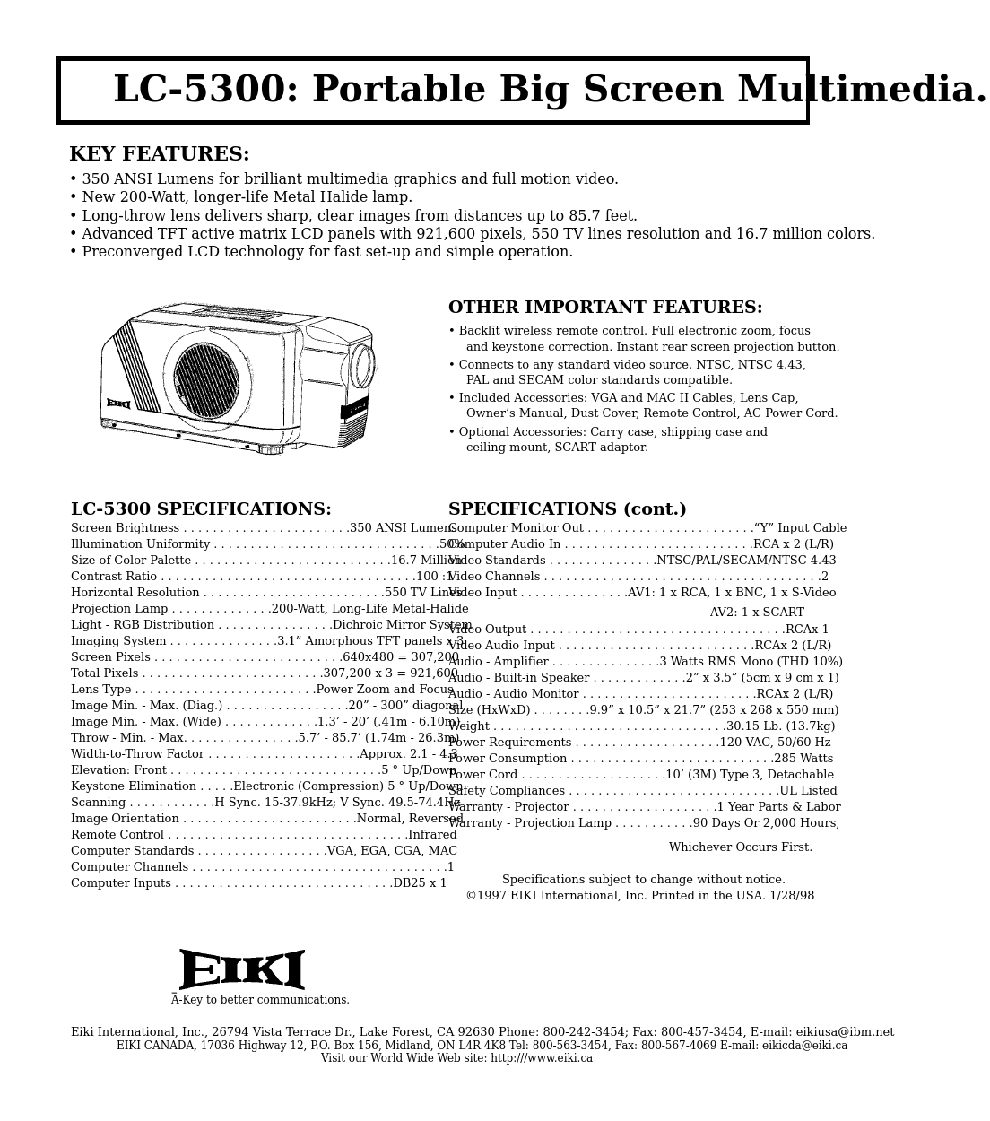Portable Big Screen Multimedia LC-5300