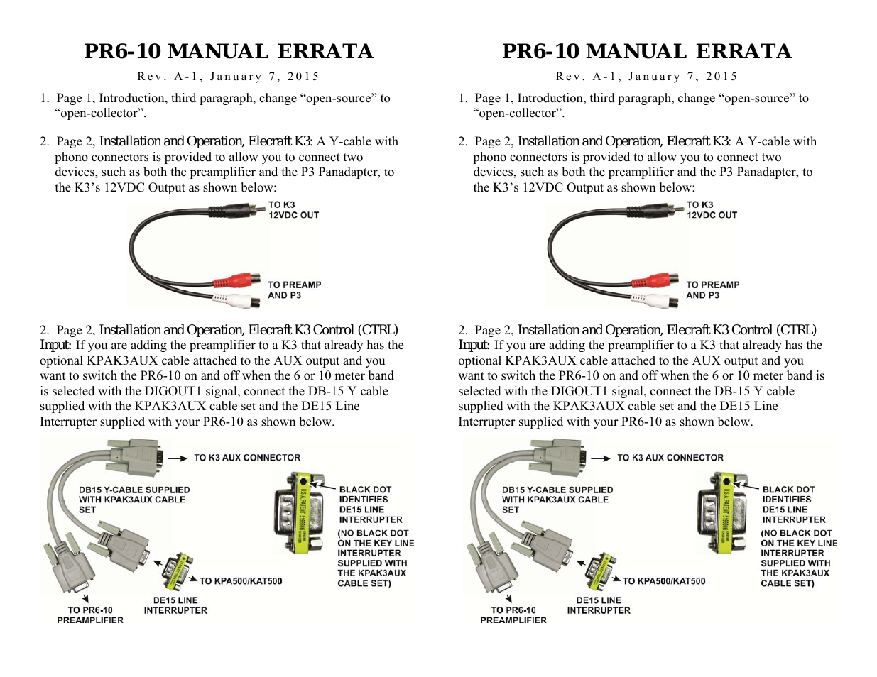 PR6-10 Manual Errata