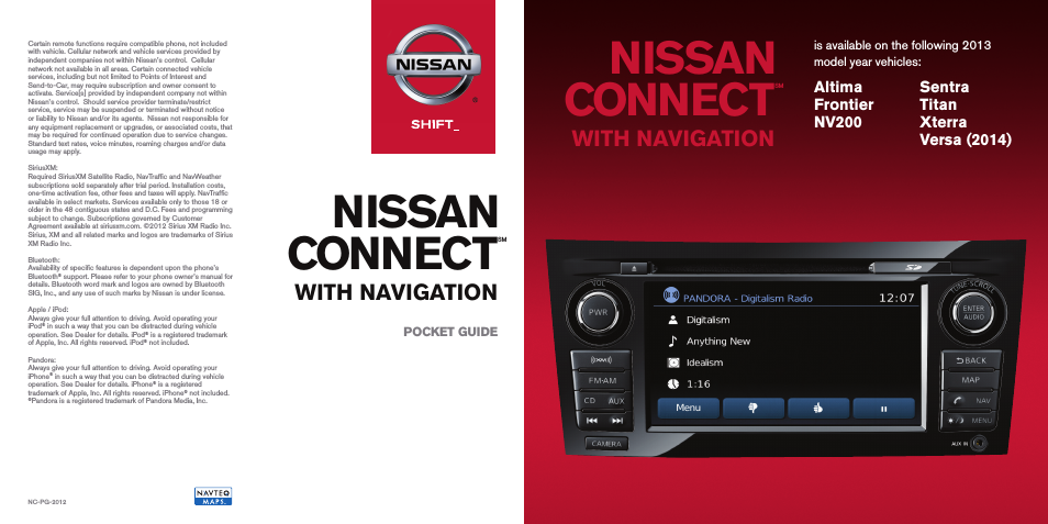 2013 Altima Sedan - NissanConnect Pocket Guide