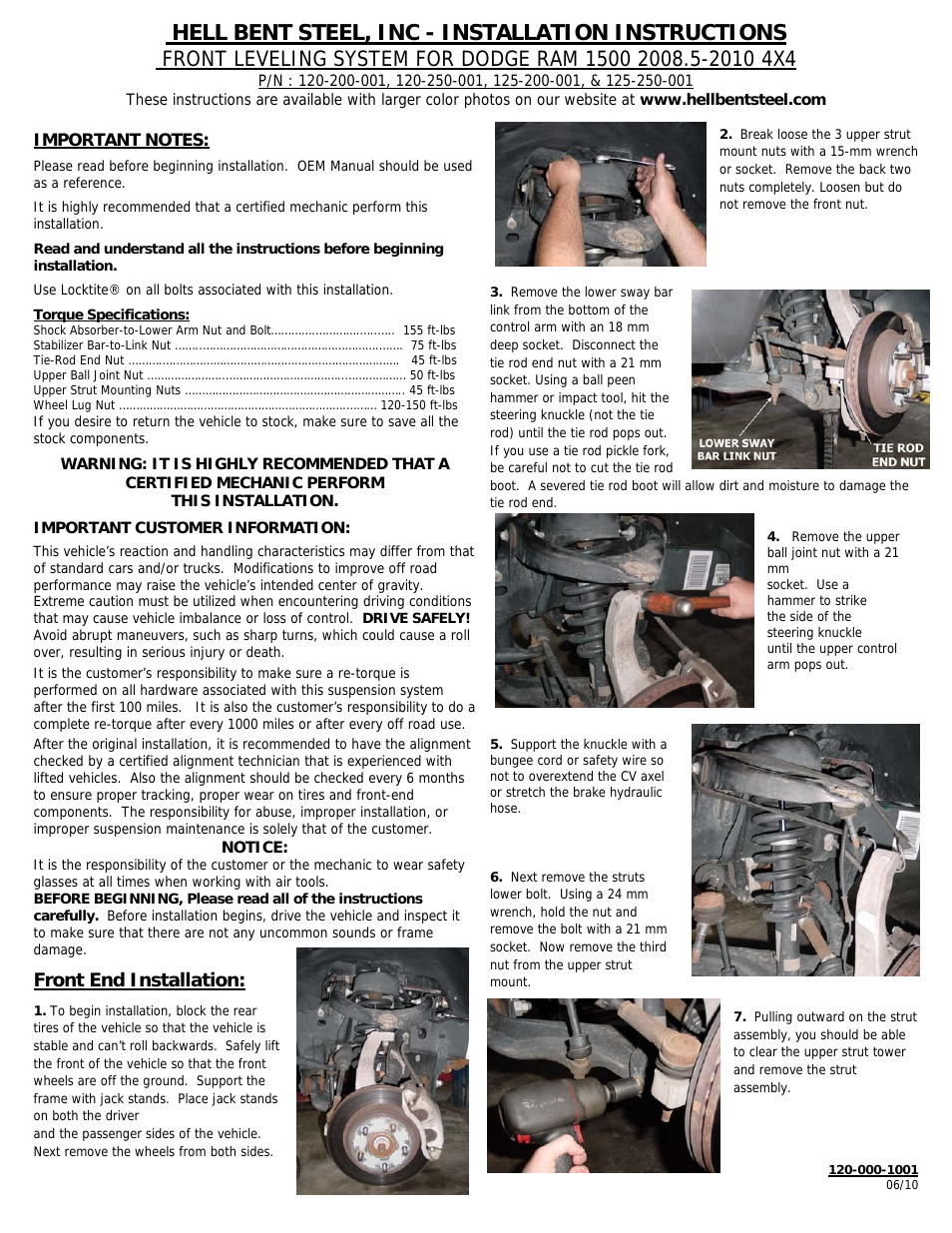 2006-2012 Dodge Ram 1500 4X4 / 4WD 2 Leveling Kit
