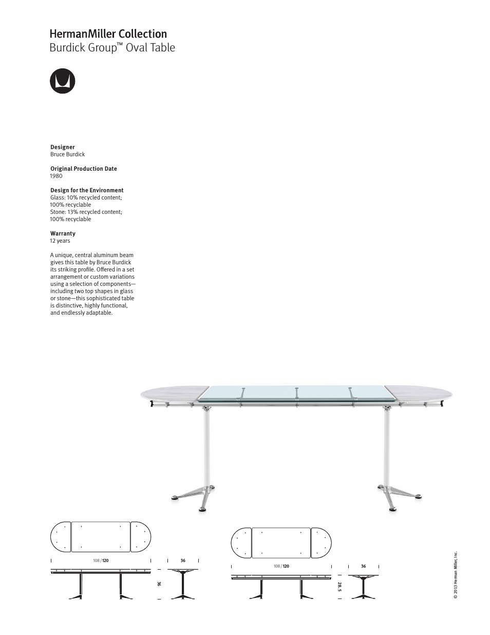 Burdick Group Oval Table - Product sheet