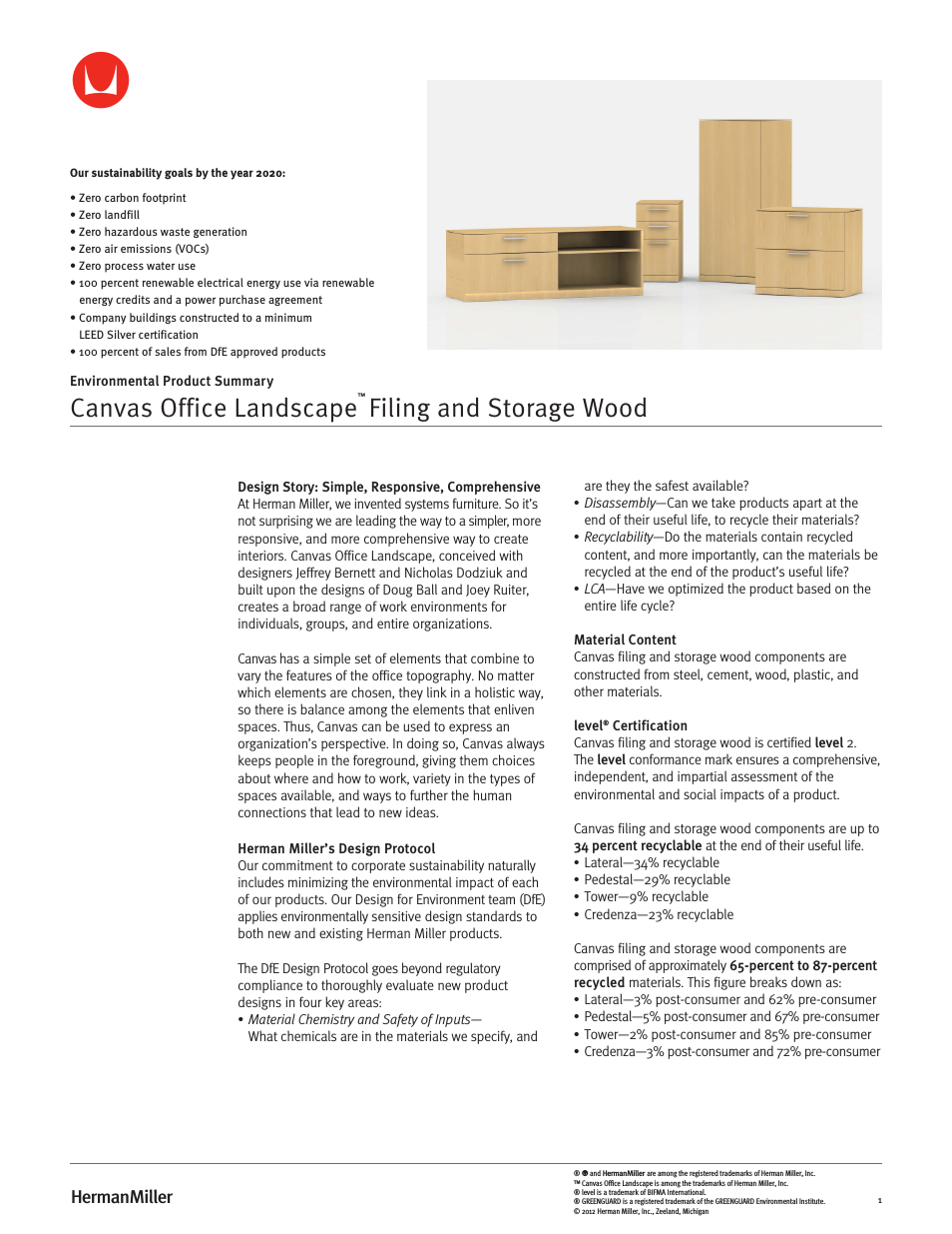 Canvas Office Landscape Filing and Storage Wood - Environmental Product Summary