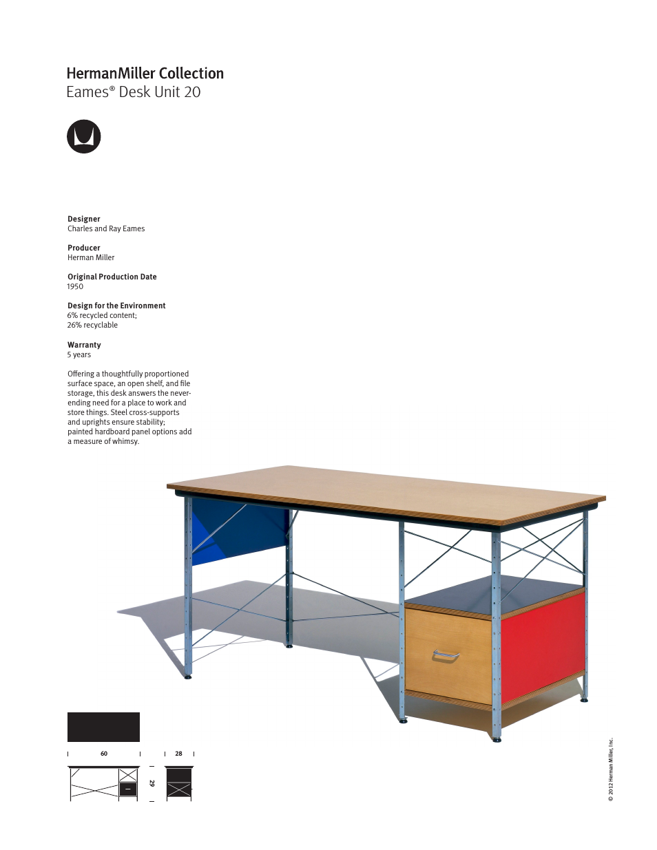 Eames Desk Unit 20 - Product sheet