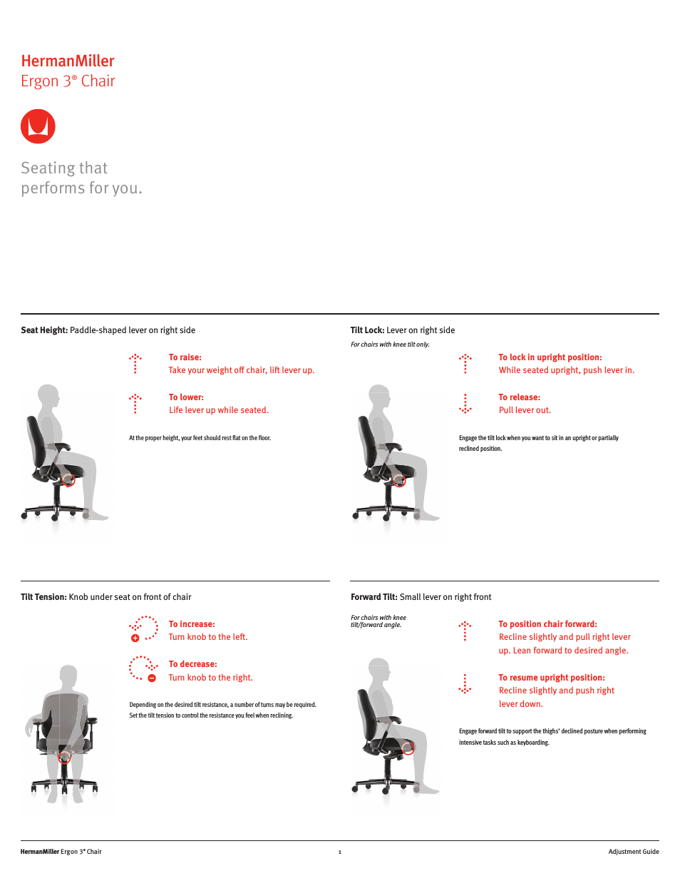 Ergon 3 Chairs - User Adjustments