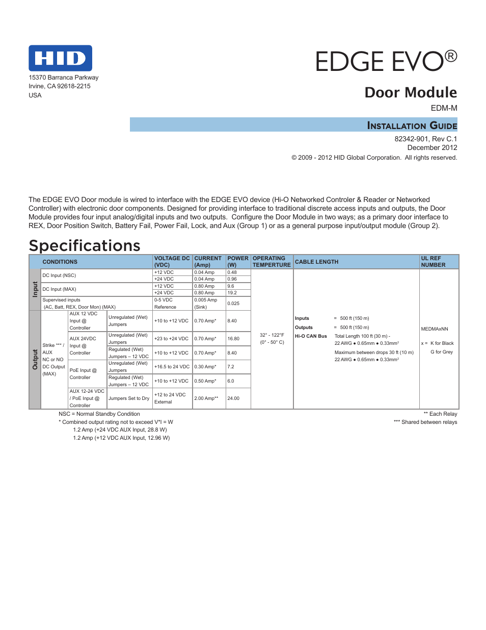 EDGE EVO EDM-M Door Module Installation Guide