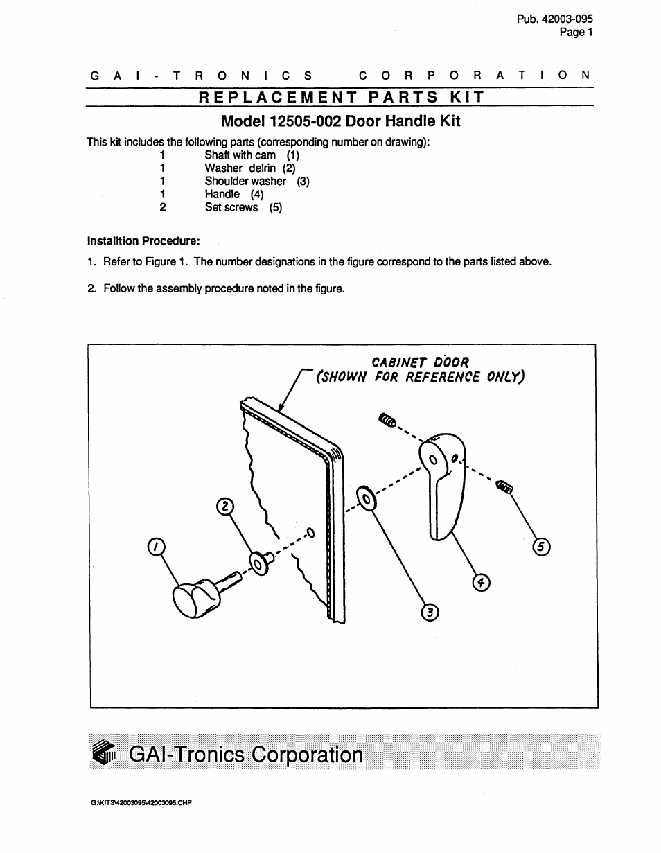 12505-002 Door Handle Replacement Kit