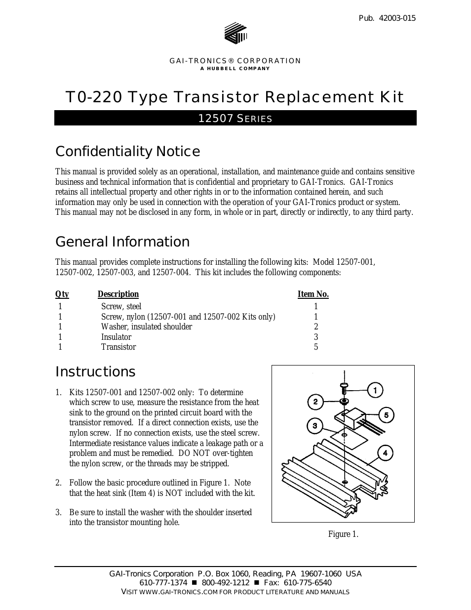 12507-00x Repl. Transistor Kit
