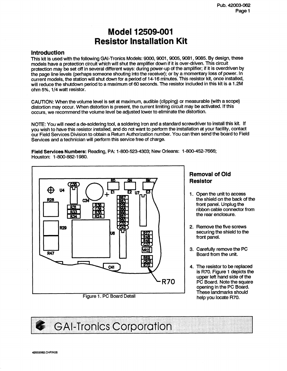 12509-001 Resistor for 9000 Series