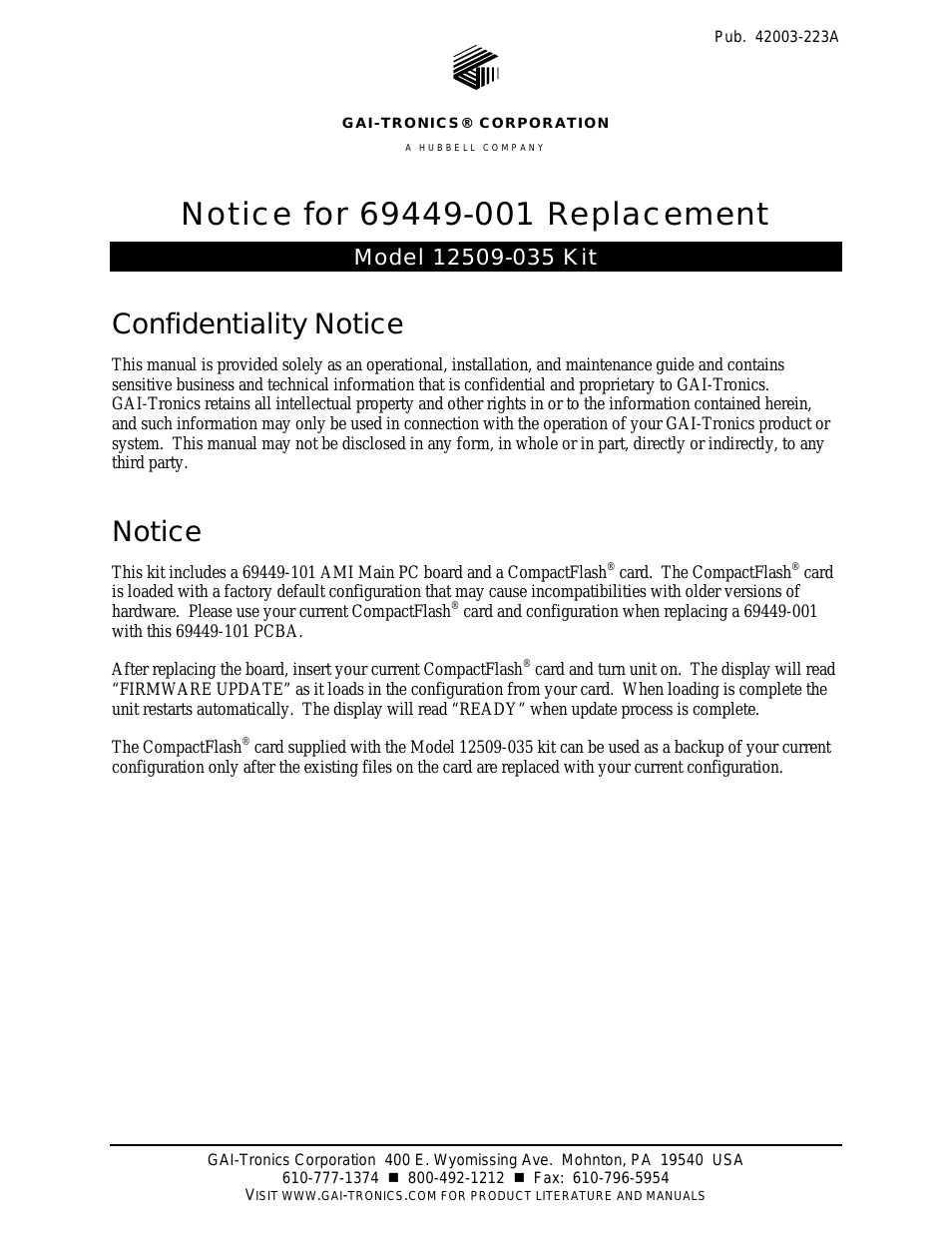 12509-035 Notice for 69449-001