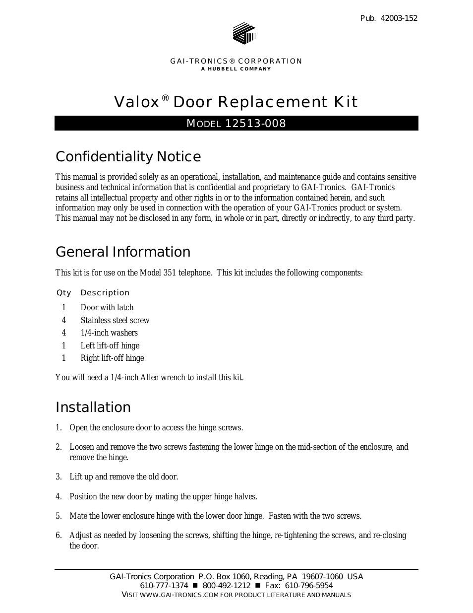 12513-008 Valox Door Kit - 351