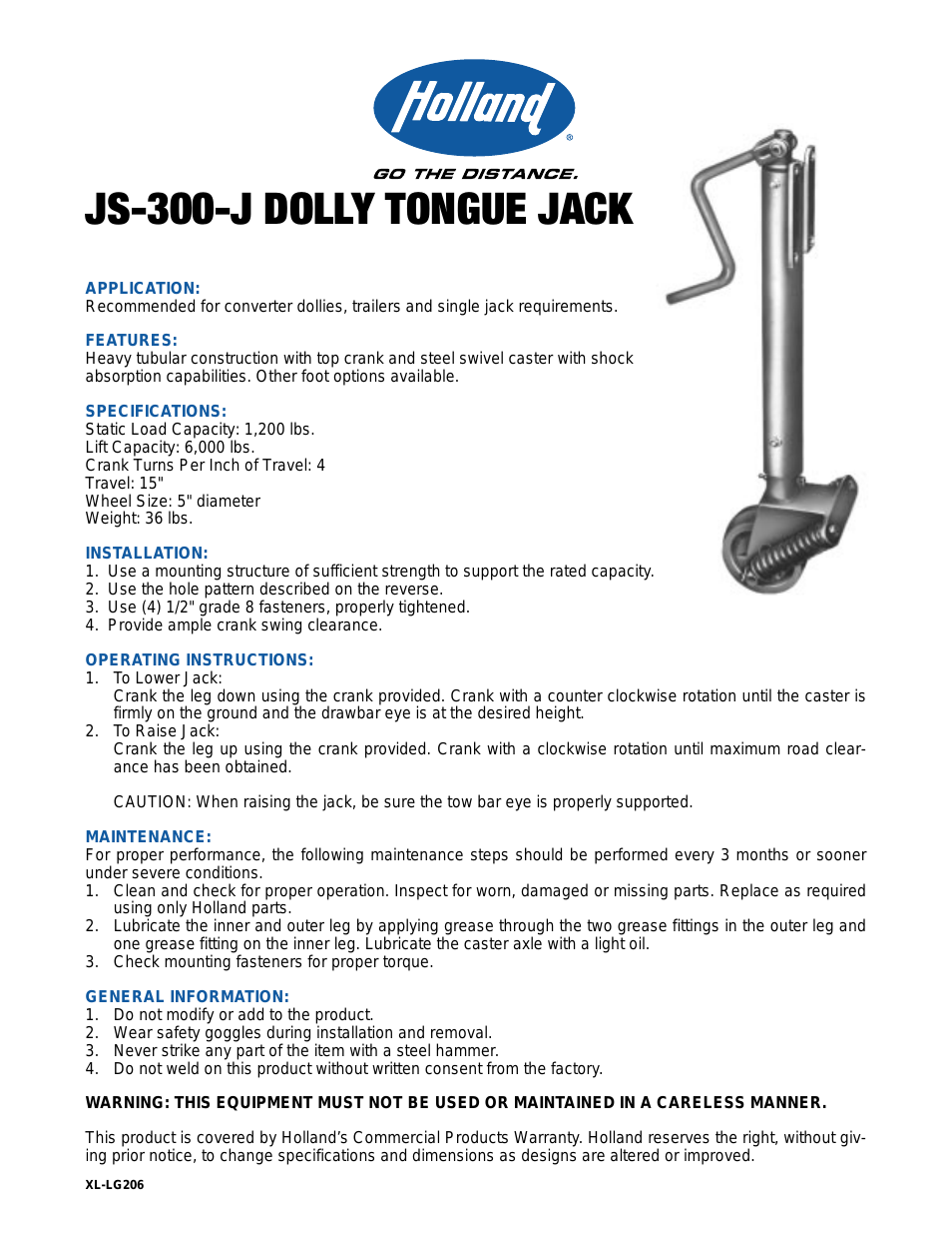 XL-LG206 JS-300-J DOLLY TONGUE JACK