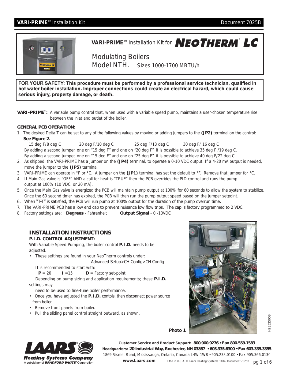 NeoTherm LC NTH (Sizes 1000-1700 MBTU/h) - Installation Manual
