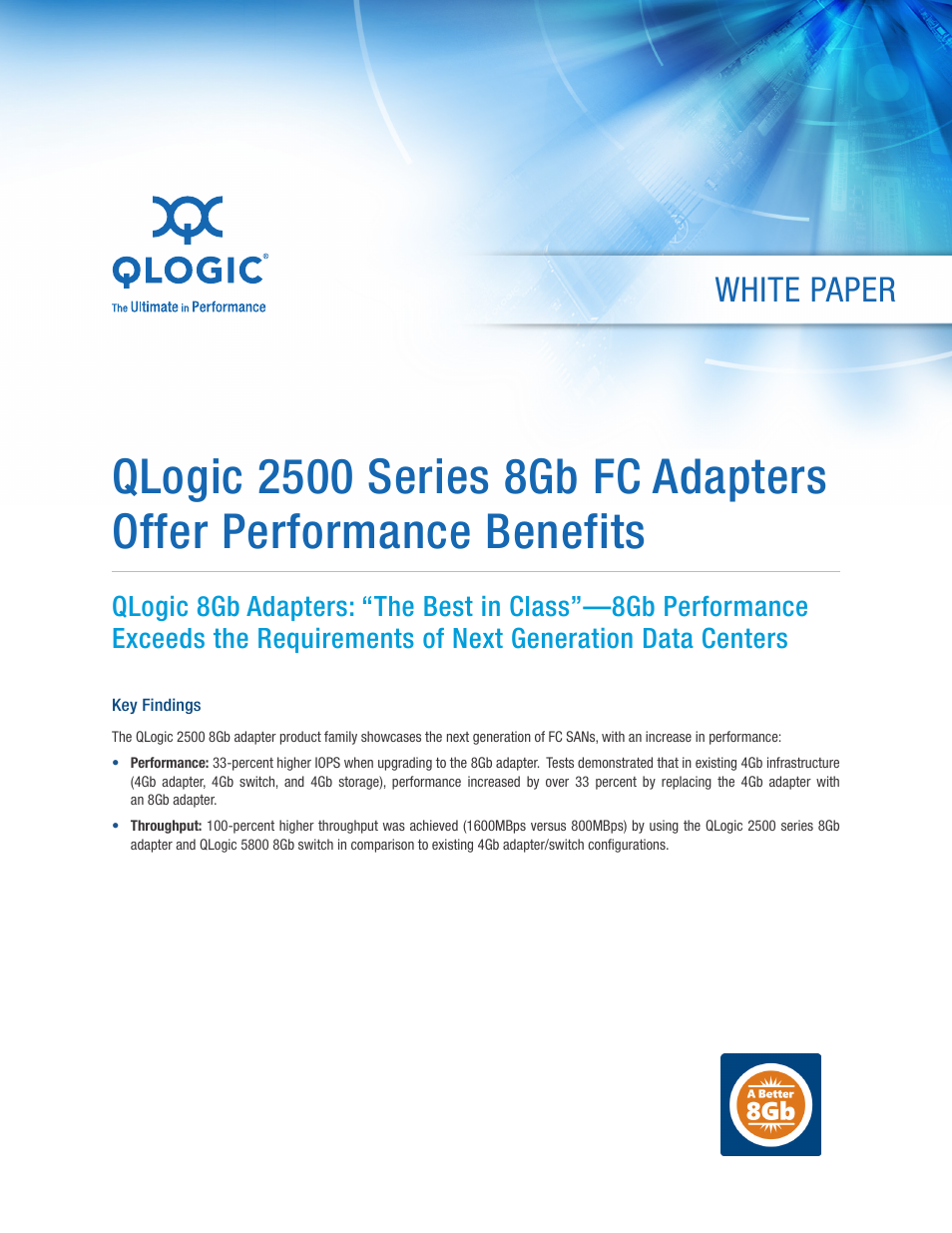 2500 Series 8Gb FC Adapters Offer Performance Benefits