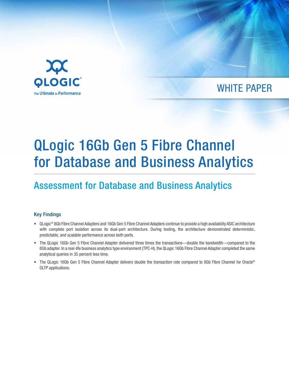 2600 Series 16Gb Gen 5 Fibre Channel for Database and Business Analytics