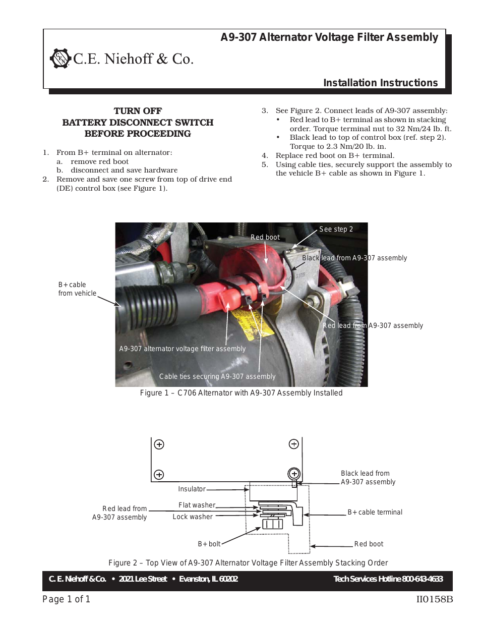 A9-307 Alternator Voltage Filter Instructions