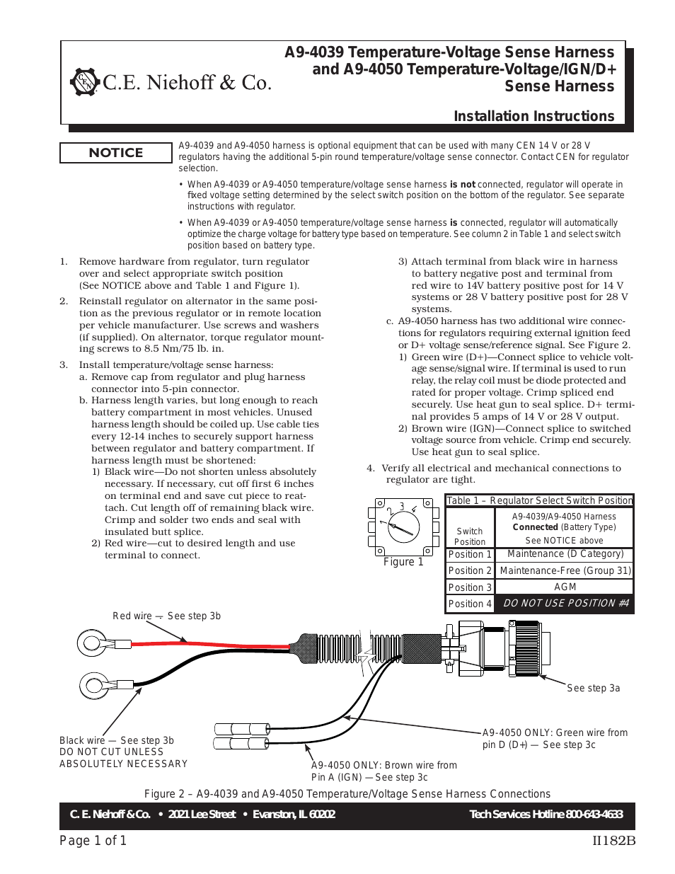 A9-4039/A9-4050 Temperature-Voltage Sense Harness Instructions