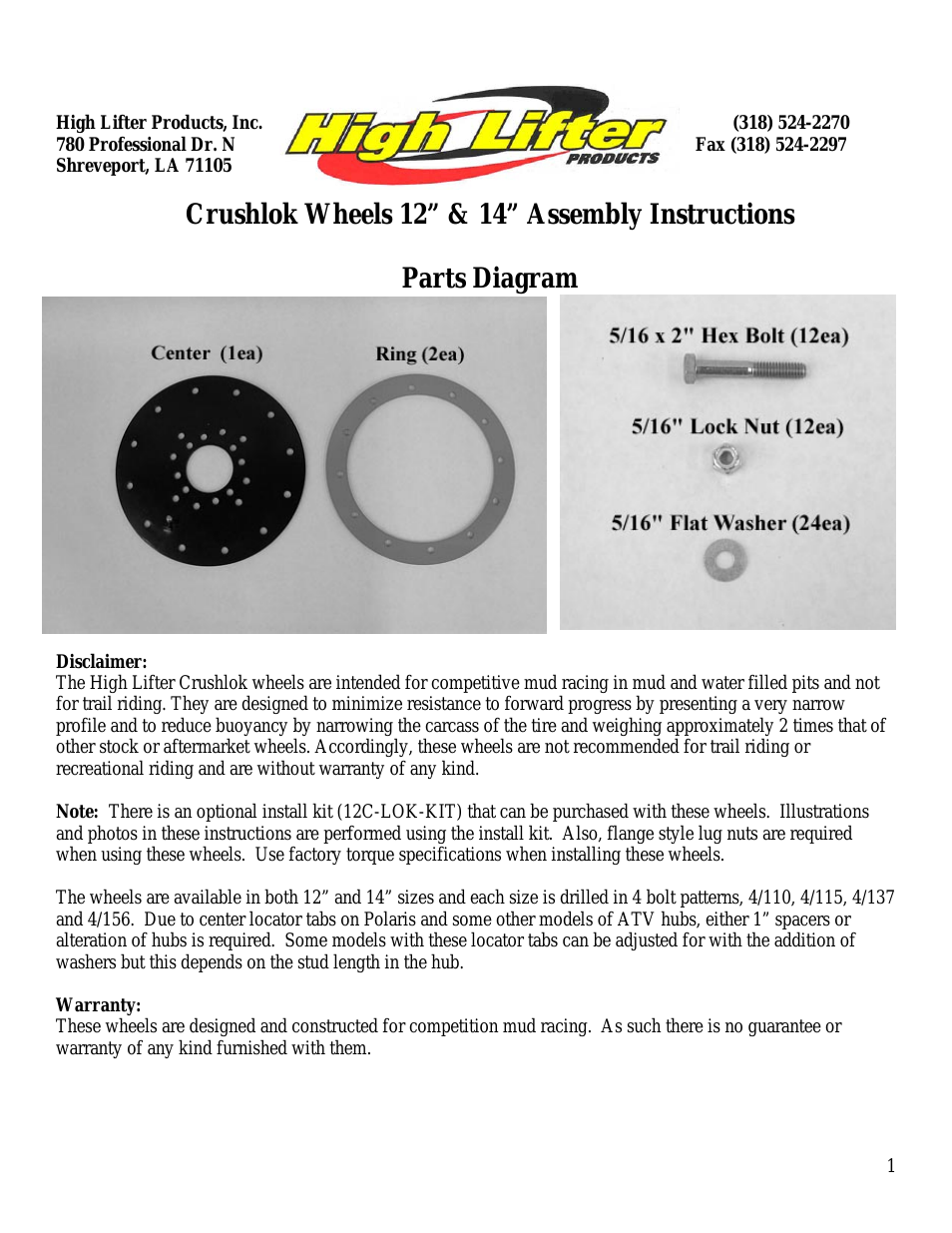 Crushlok Wheels 12” & 14” Installation