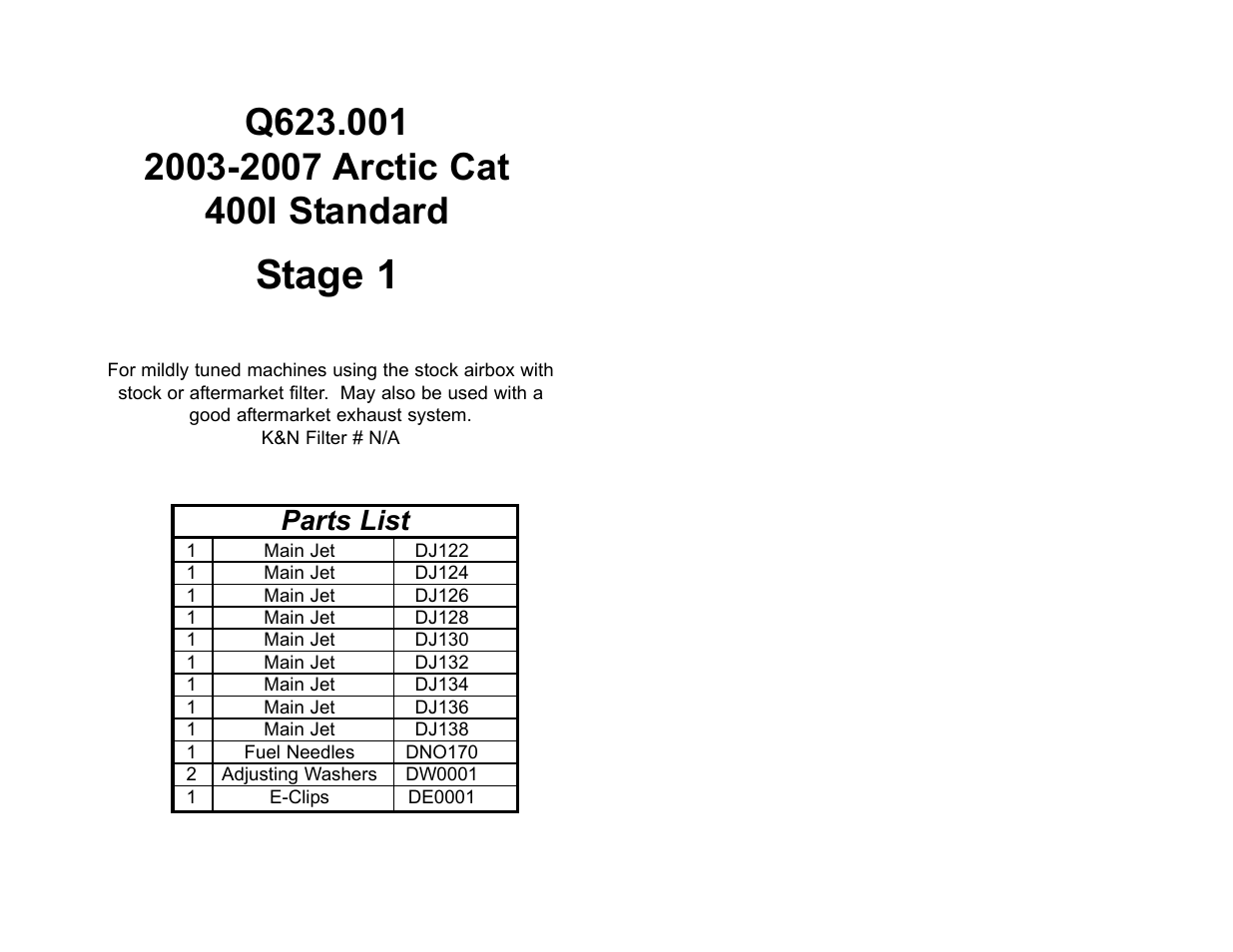 DynoJet Jet Kit for Arctic Cat 400i 2x4 & 4x4 Manual (03-08)