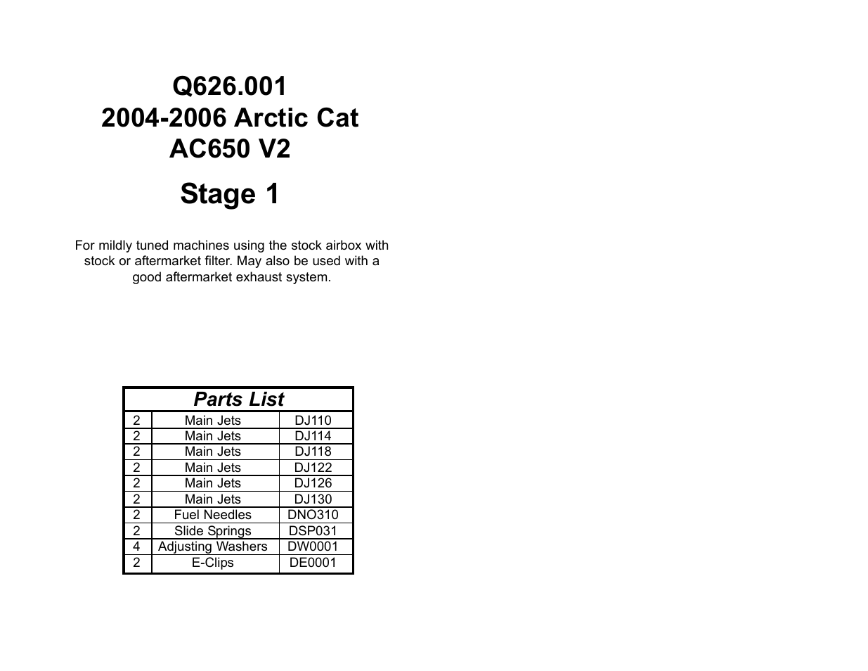 DynoJet Jet Kit for Arctic Cat 650 V-Twin (04-05)