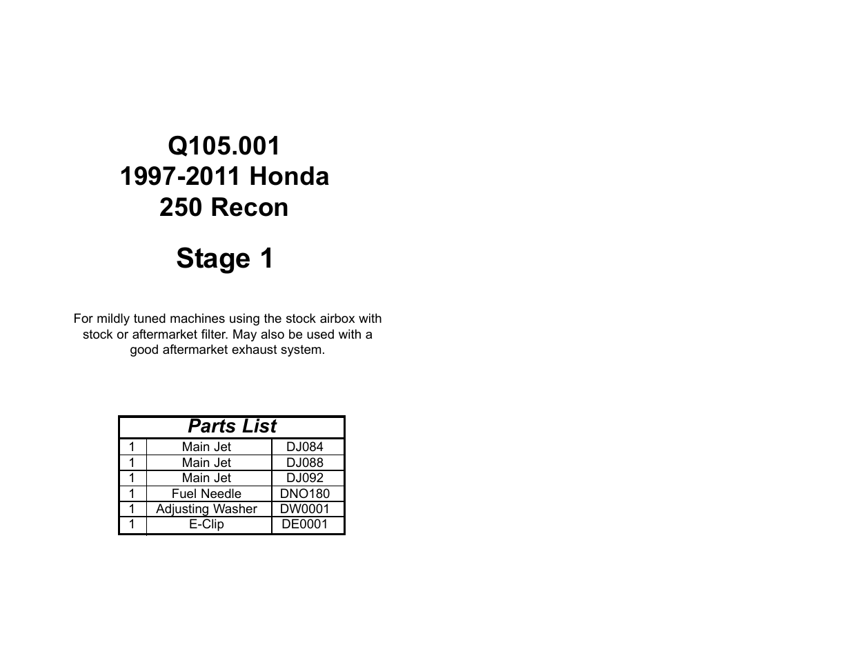 DynoJet Jet Kit for Honda Recon 250 (97-13)