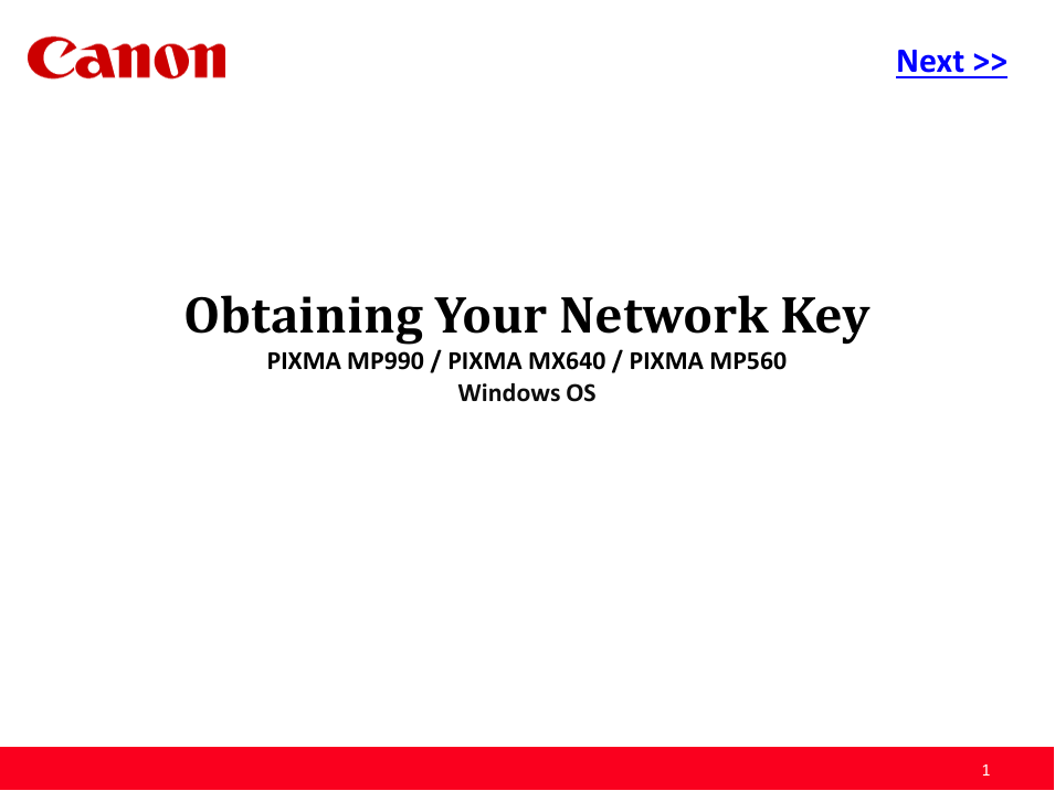 Obtaining Your Network Key MP990