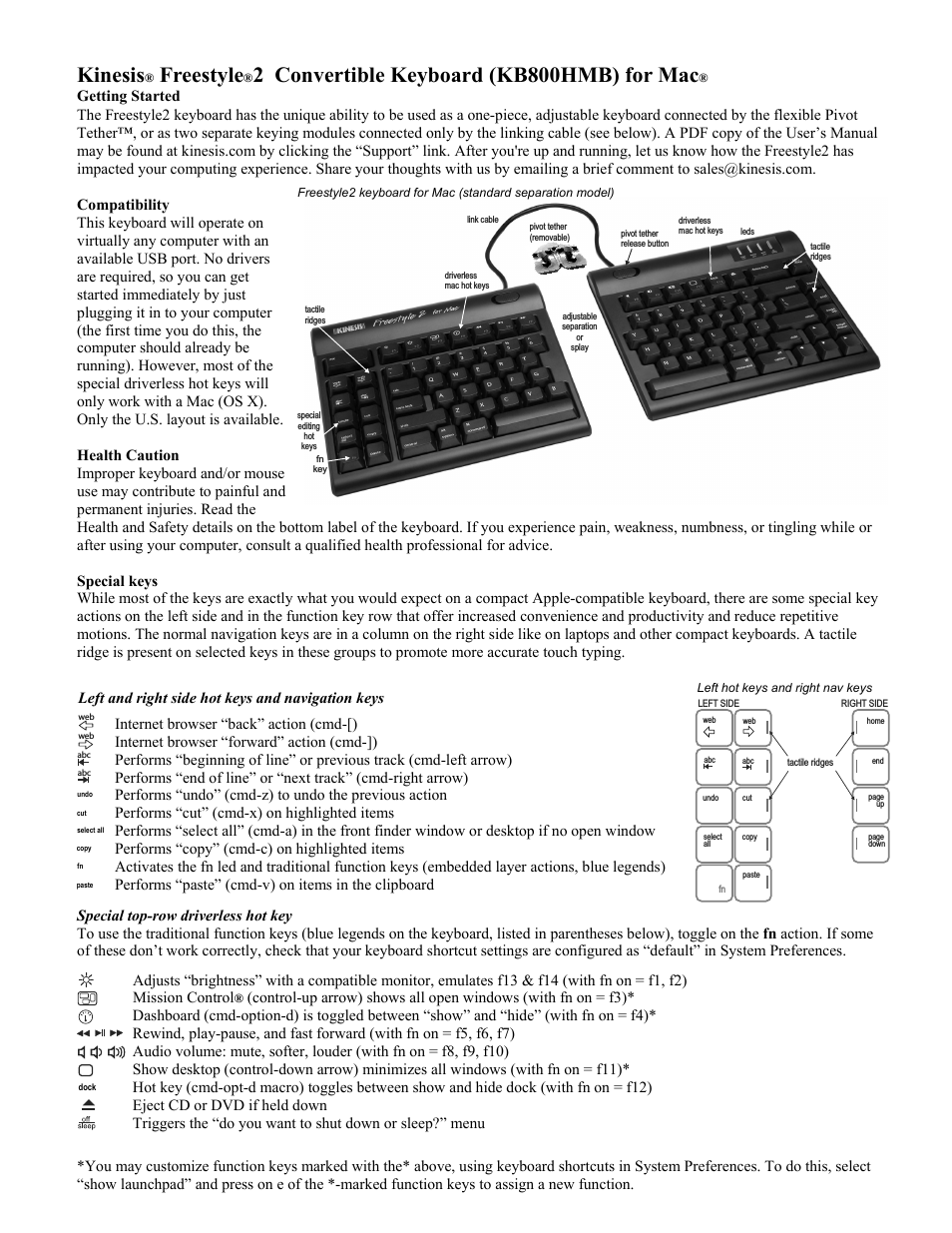 KB800HMB Freestyle2 Keyboard for Mac