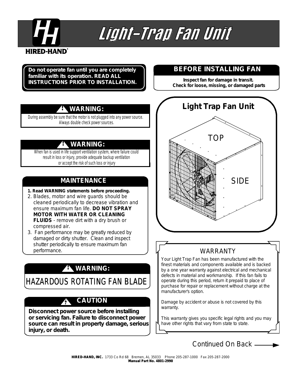 Light Traps: Light Trap Fan Unit