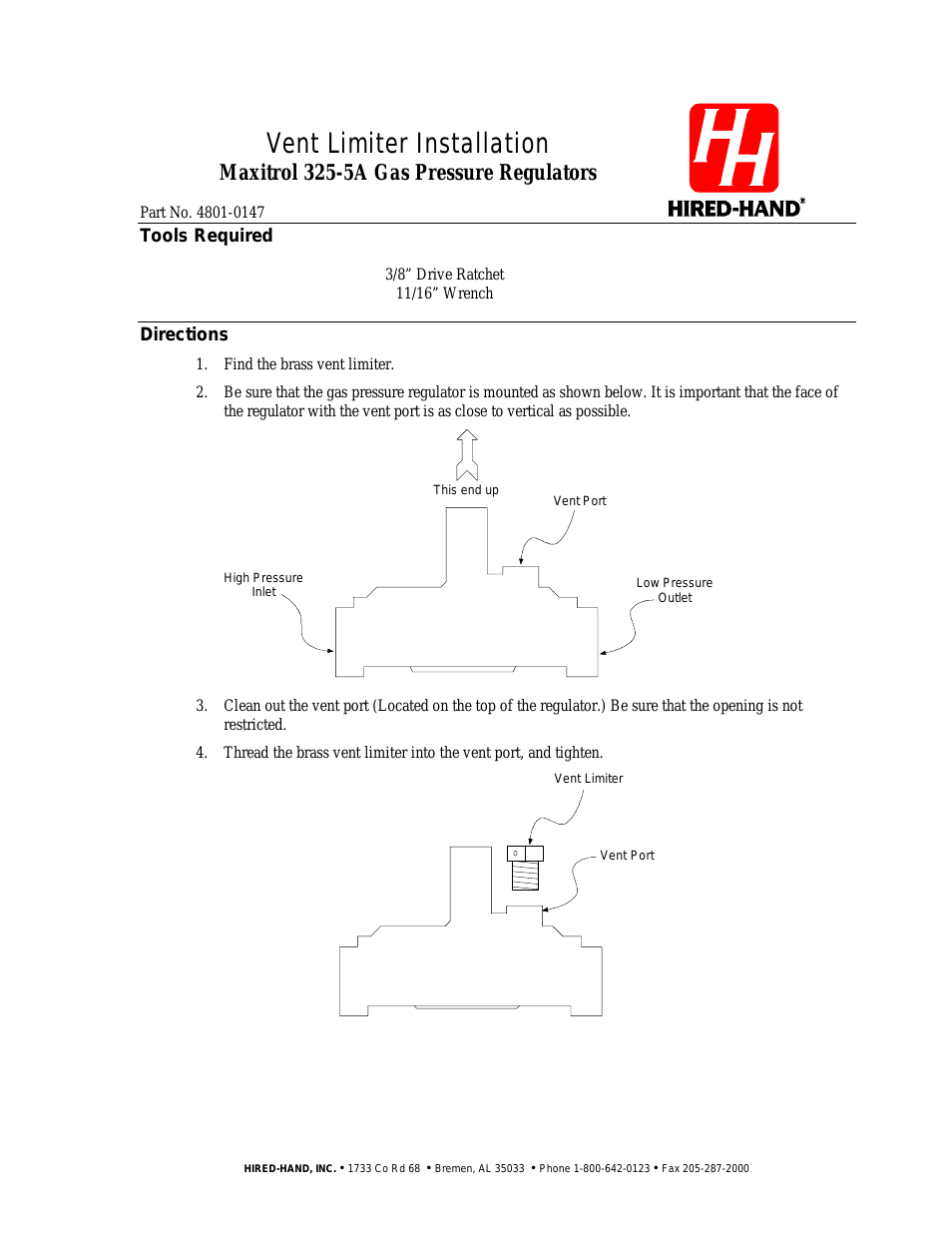 Super-Savers (Forced Air Heaters) XL: Vent Limiter Installation Maxitrol 325-5A Gas Pressure Regulators