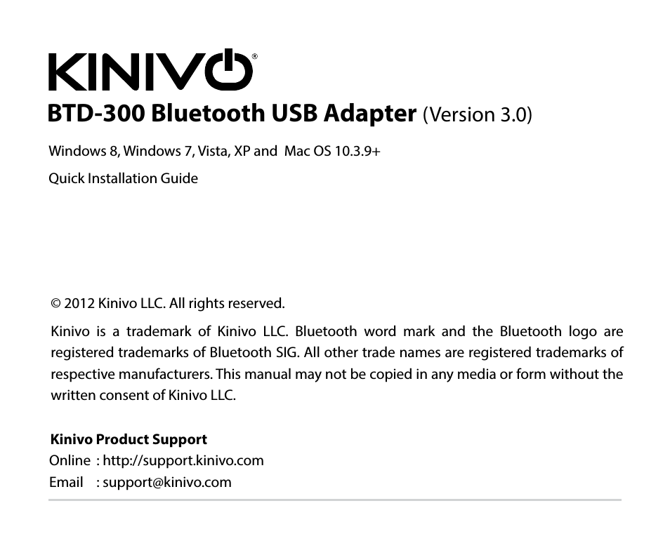 BTD-300 Bluetooth 3.0 USB Adapter EN