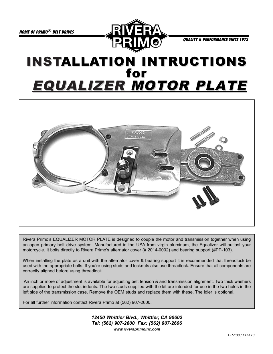 Equalizer Motor Plate