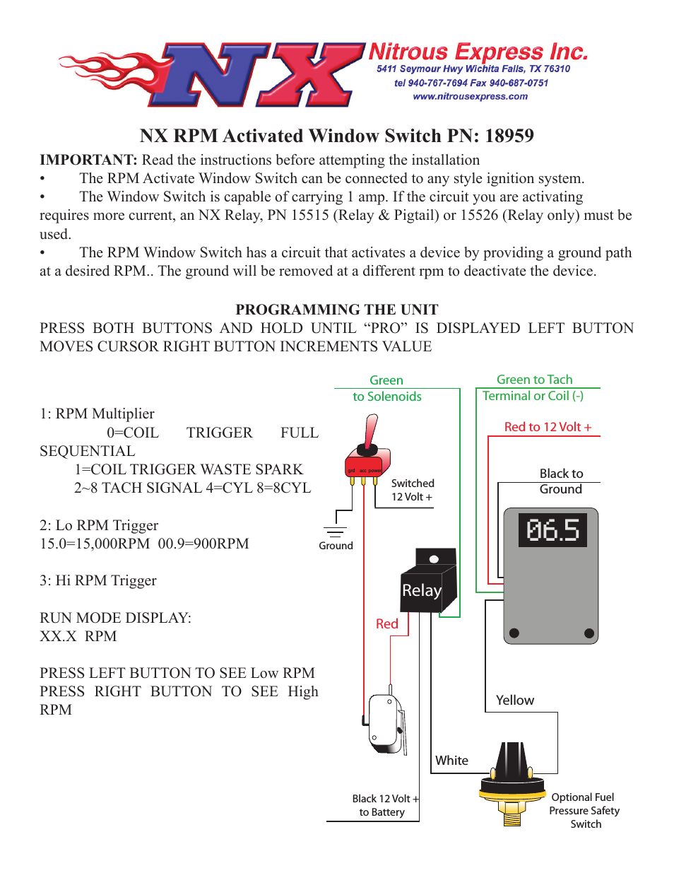 NX RPM ACTIVATED WINDOW SWICH (18959)