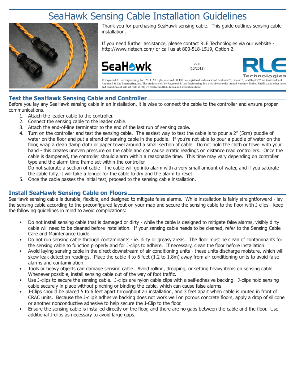 SeaHawk Sensing Cable Installation