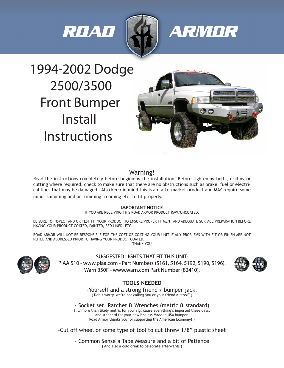 1994-2002 Dodge 2500,3500 Front Bumper