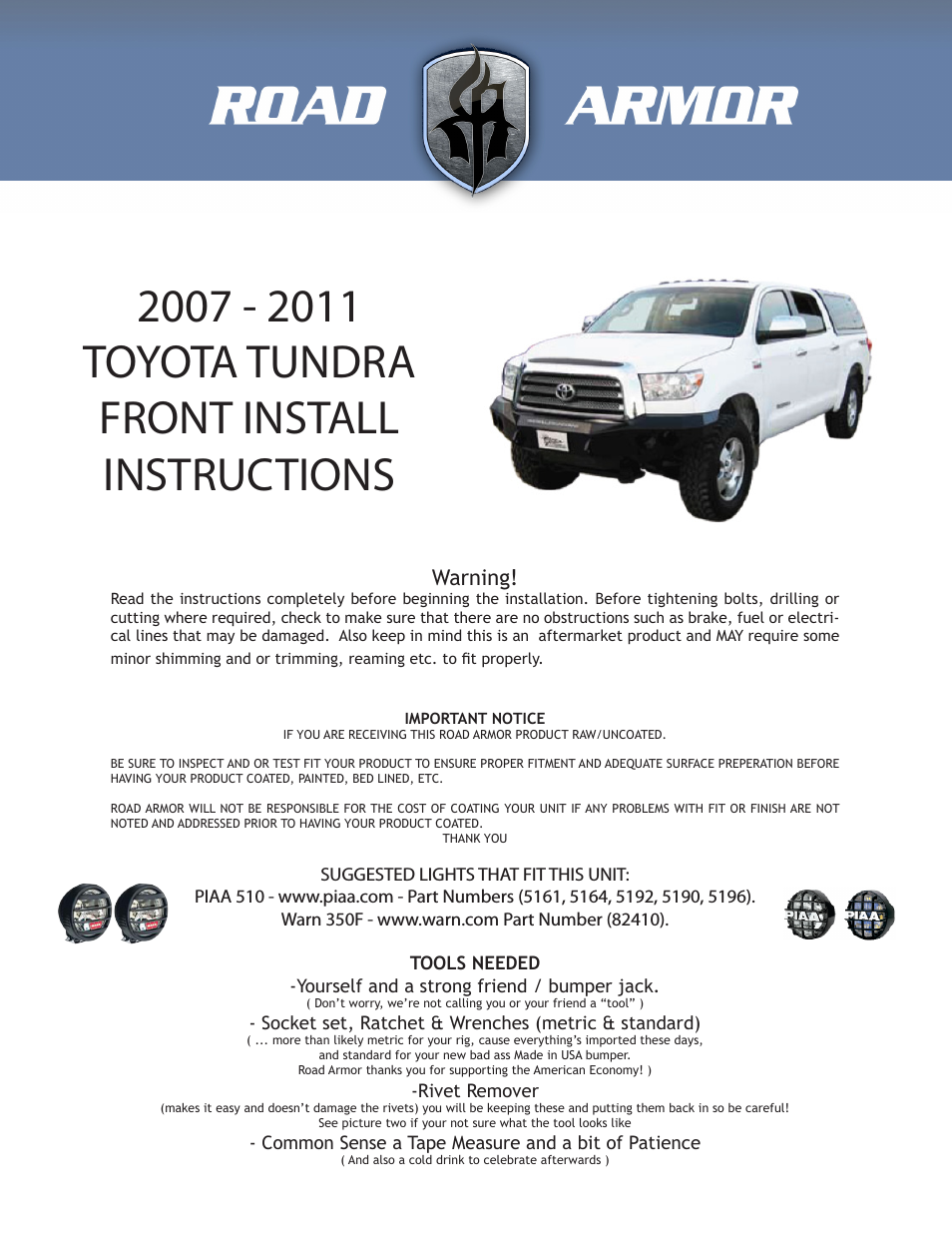 2007-2011 Toyota Tundra Front Bumper