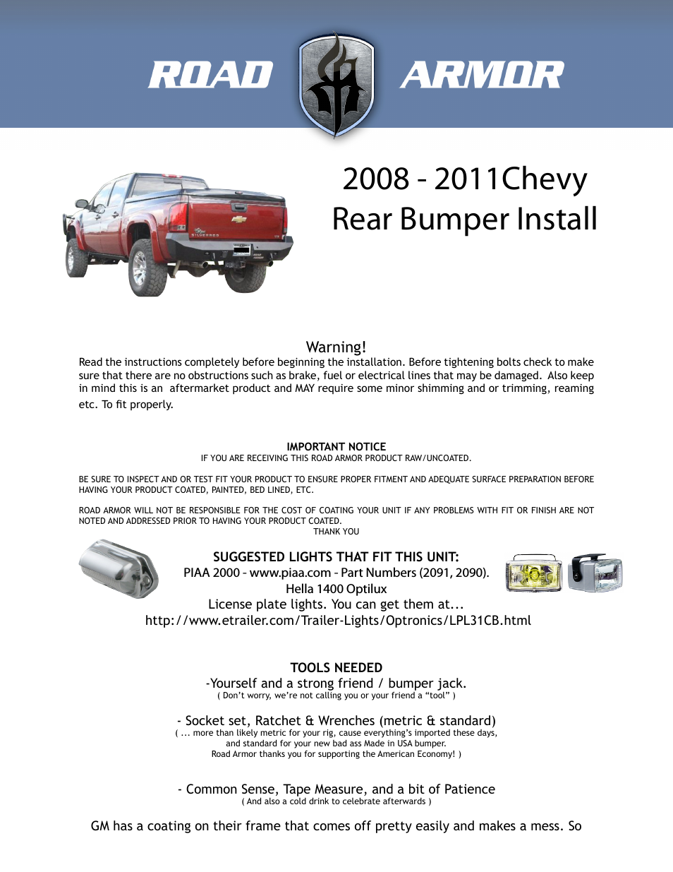2008-2011 Chevy Rear Bumper