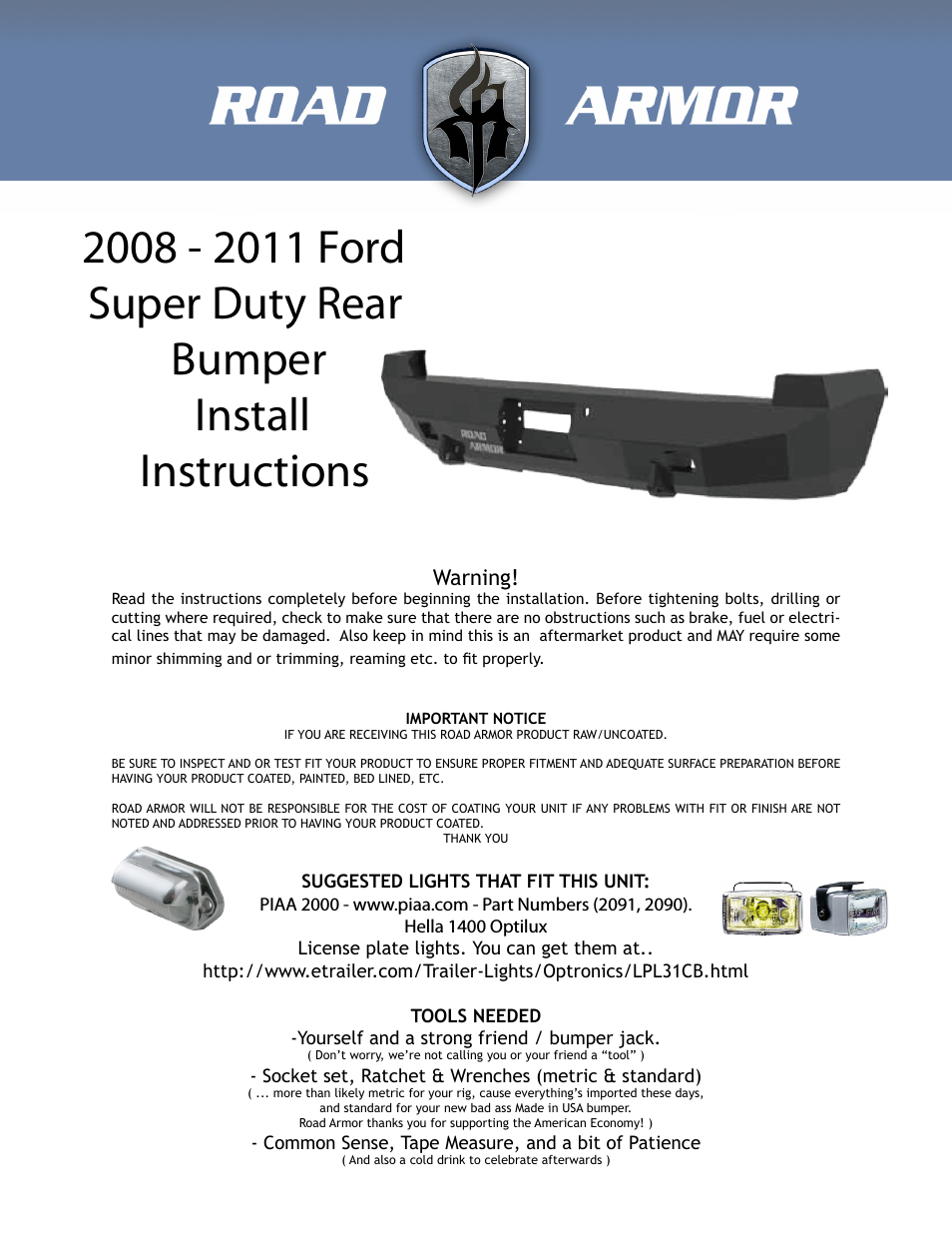 2008-2011 Ford Super Duty Rear Bumper