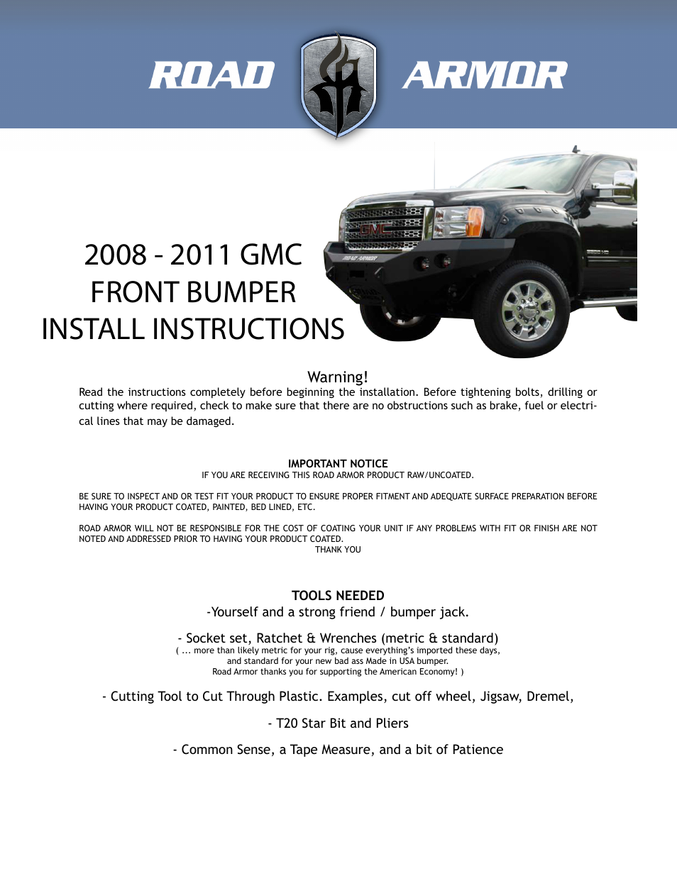 2008-2011 GMC Front Bumper
