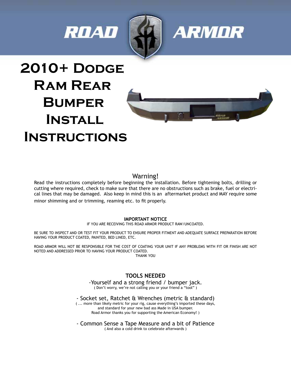 2010+ Dodge 2500,3500 Rear Bumper