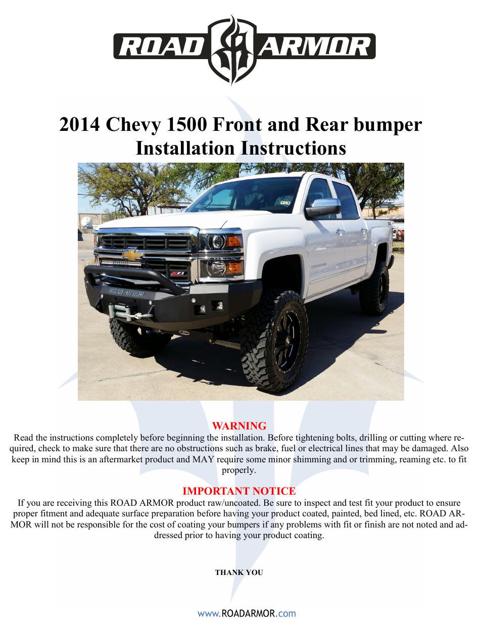 2014 Chevy 1500 Front Bumper