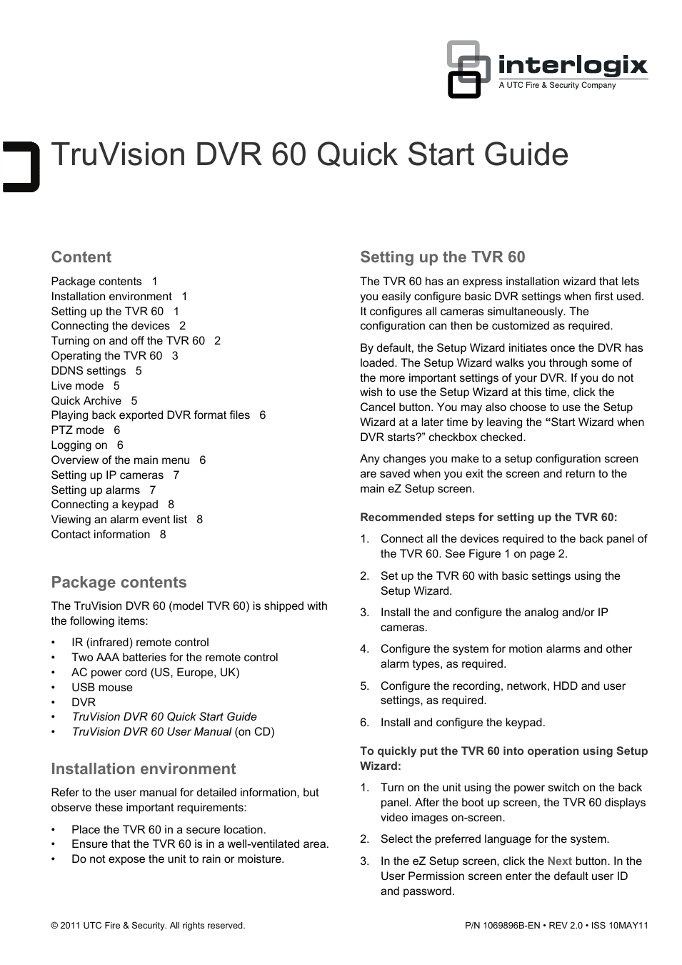 DVR 60 Quick Start