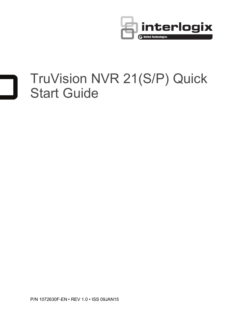 NVR 21 (S/P) Quick Start