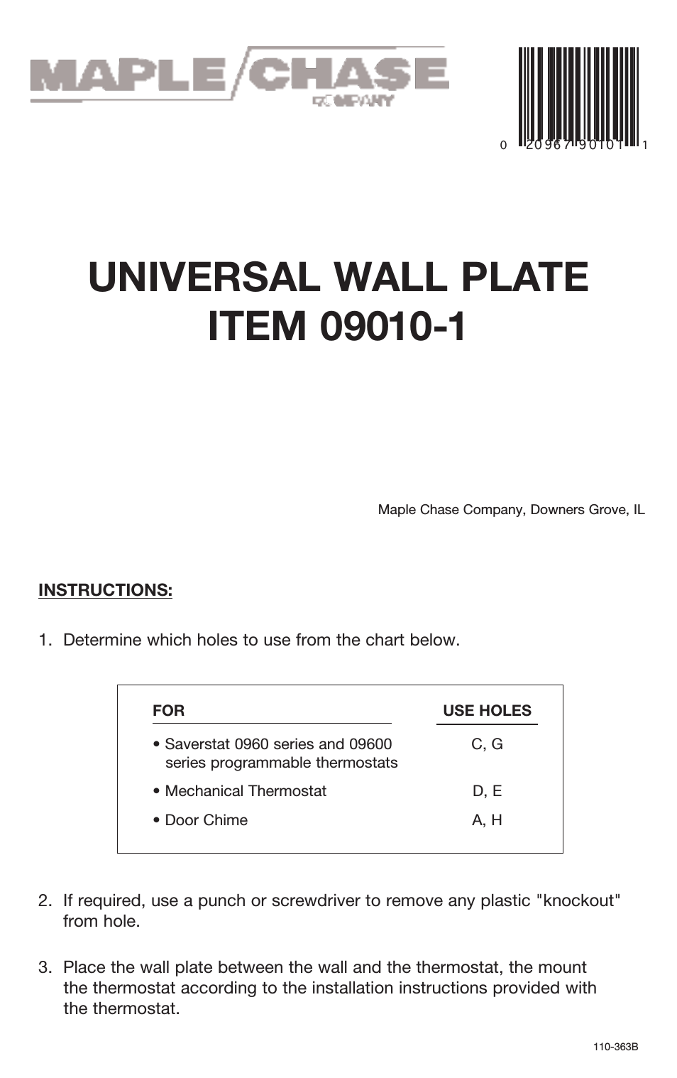 WALL PLATE 09010-1