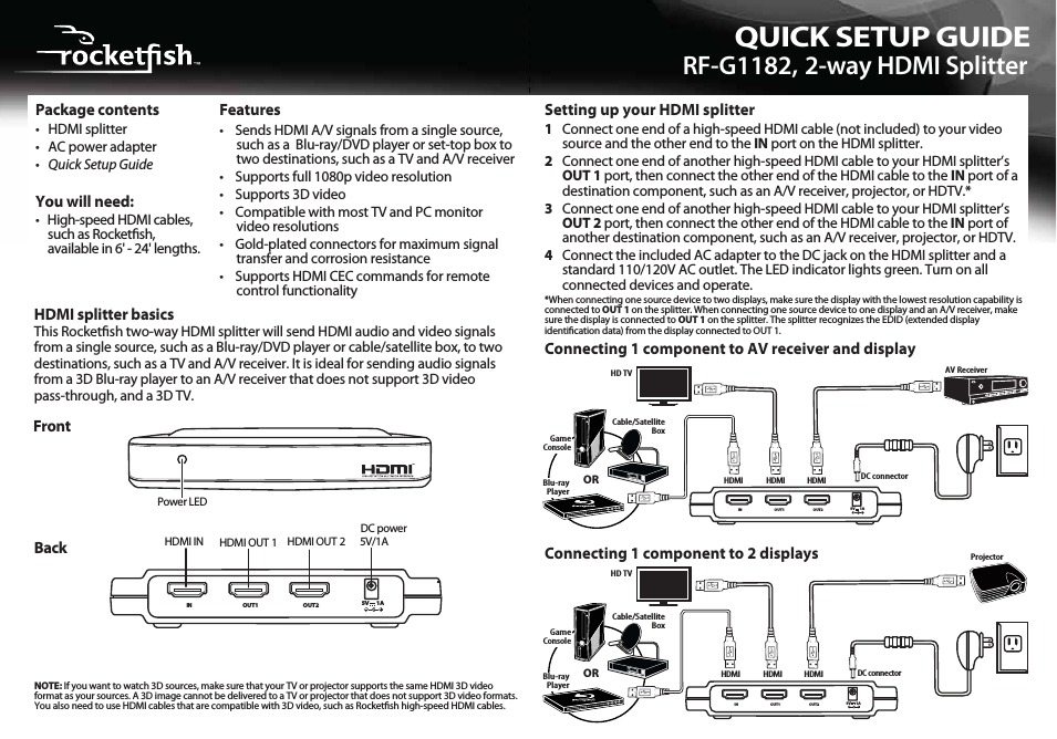 RF-G1182 - Quick Setup Guide