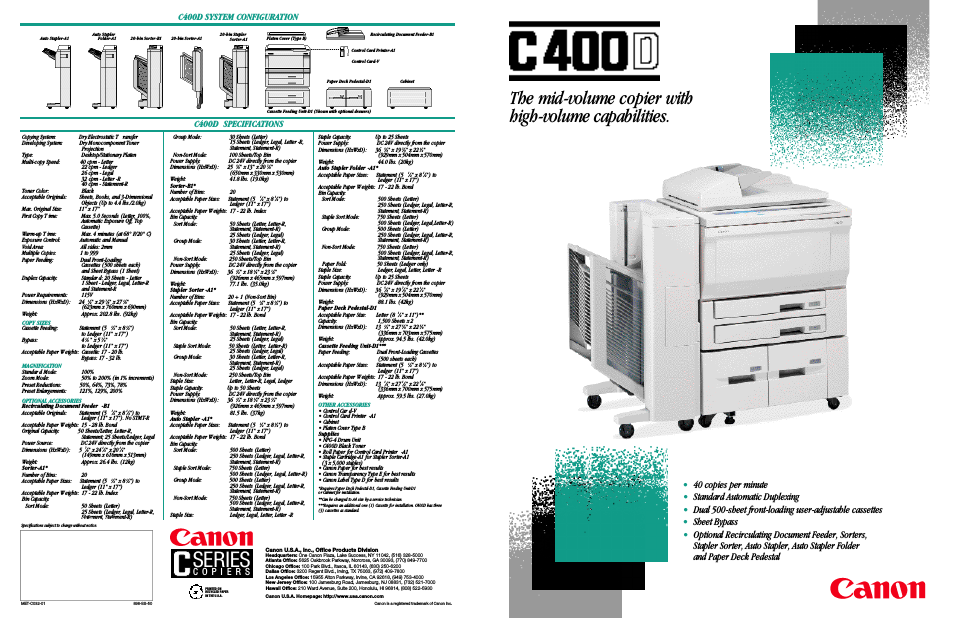 The mid volume copier with high volume capabilities C400D
