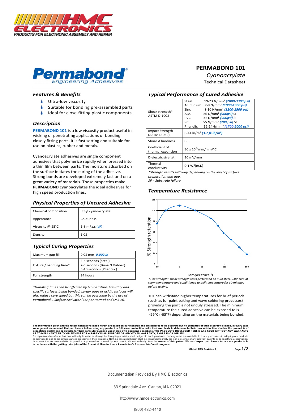101-1 Permabond 101 Cyanoacrylate Adhesive, General Purpose, Wicking Type, Plastic Bonding
